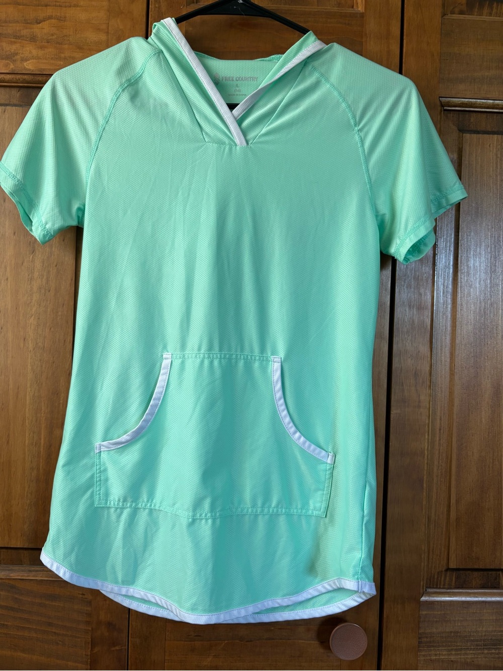Free Country Girls 14 Hooded Cover-up Mint Green UPF 30 Rating Sun Protection